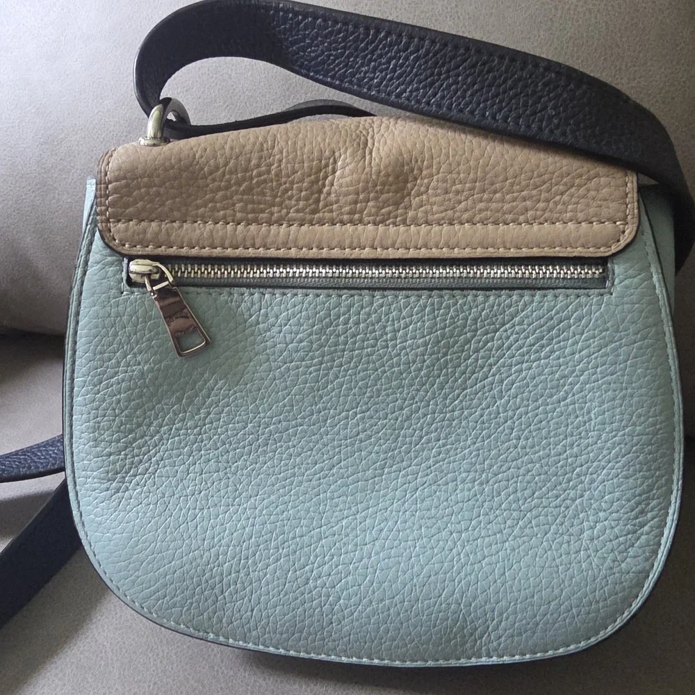 Coach Remi Saddle Bag in Colorblock Taupe Multi featuring refined pebble